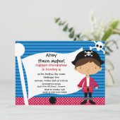 Pirate Ahoy Mates Birthday Party Invitation Boy Kaart (Staand voorkant)