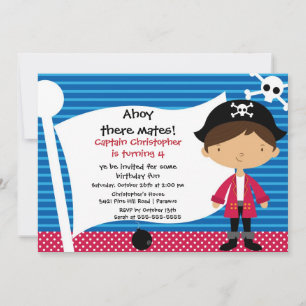 Pirate Ahoy Mates Birthday Party Invitation Boy Kaart