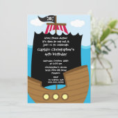 Pirate Ahoy Mates Birthday Party Invitation Boy Kaart (Staand voorkant)