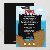 Pirate Ahoy Mates Birthday Party Invitation Boy Kaart (Voorkant / Achterkant)
