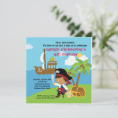 Pirate Ahoy Mates Birthday Party Invitation Boy Kaart (Staand voorkant)
