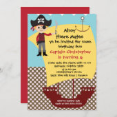 Pirate Ahoy Mates Birthday Party Invitation Boy Kaart (Voorkant / Achterkant)