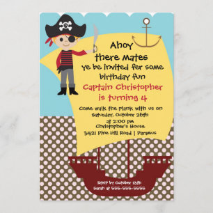 Pirate Ahoy Mates Birthday Party Invitation Boy Kaart