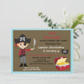 Pirate Ahoy Mates Birthday Party Invitation Boy Kaart (Staand voorkant)