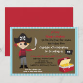 Pirate Ahoy Mates Birthday Party Invitation Boy Kaart (Voorkant / Achterkant)
