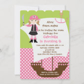 Pirate Ahoy Mates Birthday Party Invitation Girl Kaart (Voorkant)