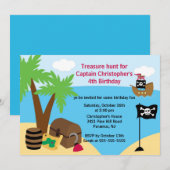 Pirate Ahoy Mates Birthday Party Invitation Kaart (Voorkant / Achterkant)