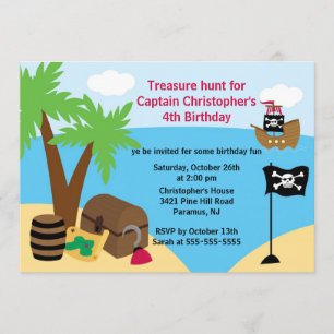 Pirate Ahoy Mates Birthday Party Invitation Kaart
