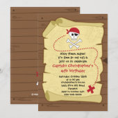 Pirate Ahoy Mates Boy Birthday Party Invitation Kaart (Voorkant / Achterkant)