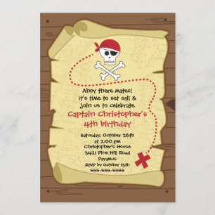 Pirate Ahoy Mates Boy Birthday Party Invitation Kaart