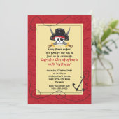 Pirate Ahoy Mates Boy Birthday Party Invitation Kaart (Staand voorkant)