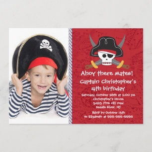 Pirate Ahoy Mates Boy Foto Birthday Party Kaart