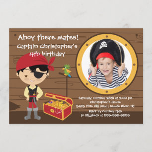 Pirate Ahoy Mates Boy Foto Birthday Party Kaart