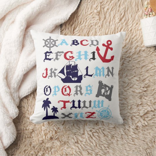 Pirate Alphabet Pillow Boys Room Decor Kussen (Deken)