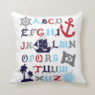 Pirate Alphabet Pillow Boys Room Decor Kussen