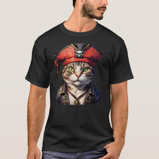 Pirate and Cat The Feline Buccaneer T-shirt (Voorkant)