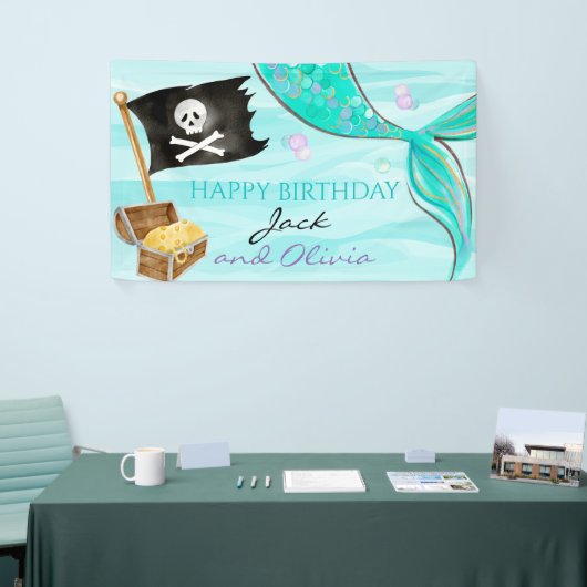 Pirate and Mermaid Tail joint Birthday Spandoek (Beurs)