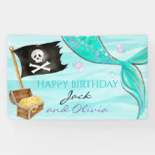 Pirate and Mermaid Tail joint Birthday Spandoek (Horizontaal)