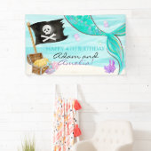 Pirate and Mermaid Tail joint Birthday Spandoek (Insitu)