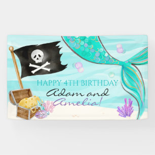 Pirate and Mermaid Tail joint Birthday Spandoek
