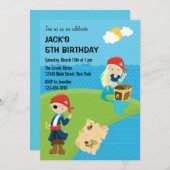 Pirate and Mermaid verjaardagsuitnodiging blauw Kaart (Voorkant / Achterkant)