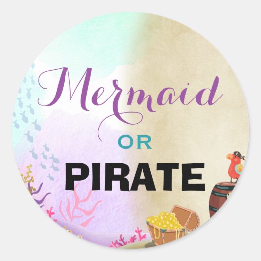 Pirate and Mermaids Birthday Sticker Envelope Seal (Voorkant)