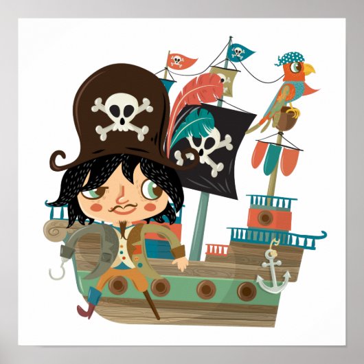 Pirate and Pirate Ship Poster (Voorkant)