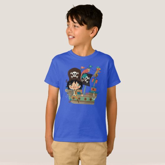 Pirate and Pirate Ship T-shirt (Voorkant volledig)