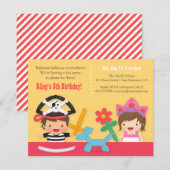 Pirate and Princess Balloon Birthday Party Kaart (Voorkant / Achterkant)