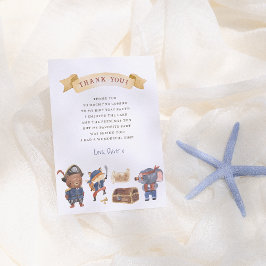 Pirate Animals Boy Verjaardagsfeestje Bedankkaart