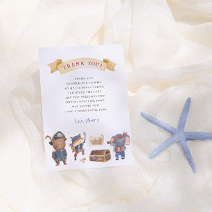 Pirate Animals Boy Verjaardagsfeestje Bedankkaart