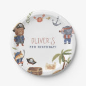 Pirate Animals Boy Verjaardagsfeestje Papieren Bordje (Voorkant)