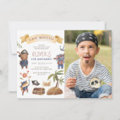 Pirate Animals Foto Verjaardagsfeest Kaart (Voorkant)