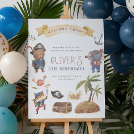 Pirate Animals Verjaardagsfeest Welkomstbord Poster