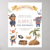 Pirate Animals Verjaardagsfeest Welkomstbord Poster (Voorkant)