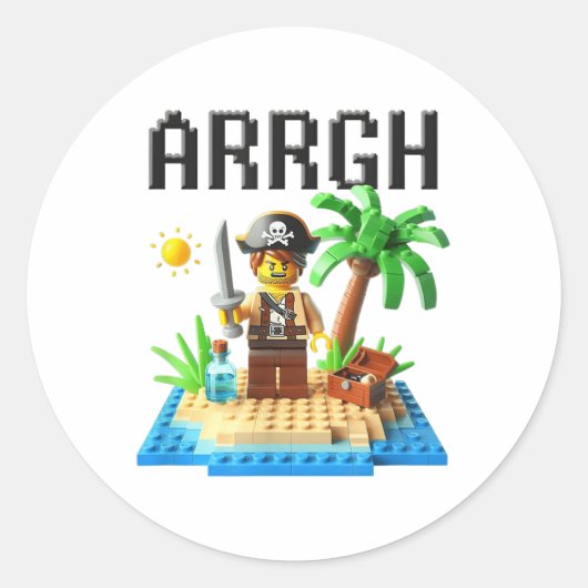 Pirate Argh Bouwstenen Bricks Master Builder Ronde Sticker (Voorkant)