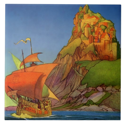 Pirate Art van Frank Godwin: "Een schip verschenen Tegeltje (Voorkant)