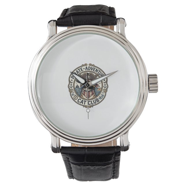 Pirate Avontuur Kat POD Vector Kunst - Pirate Avde Horloge (Voorkant)