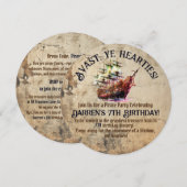 Pirate avontuur wacht |  Ship Theme Party Kaart (Voorkant / Achterkant)