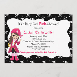 Pirate Baby Girl Shower Kaart