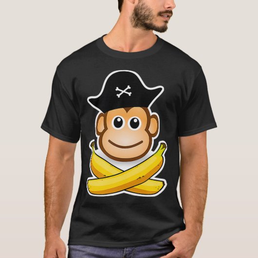 Pirate Baby Monkey Design voor Pirate Kinder en Ap T-shirt (Voorkant)