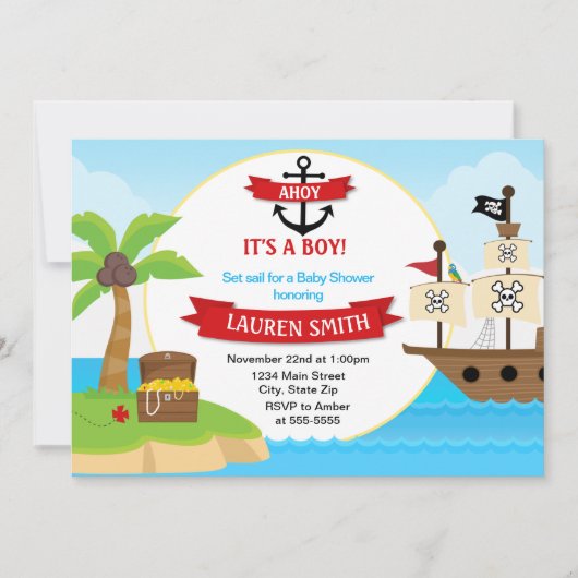 Pirate Baby shower Invitation 5x7 Card Kaart (Voorkant)
