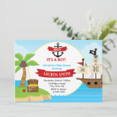 Pirate Baby shower Invitation 5x7 Card Kaart (Staand voorkant)