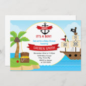 Pirate Baby shower Invitation 5x7 Card Kaart (Voorkant / Achterkant)