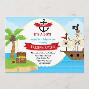 Pirate Baby shower Invitation 5x7 Card Kaart