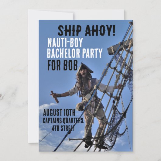 PIRATE BACHELOR PARTY CUSTOM INVITATIONS KAART (Voorkant)