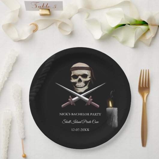 Pirate Bachelor / Verjaardagsfeest - piratenthema Papieren Bordje (Huwelijk)
