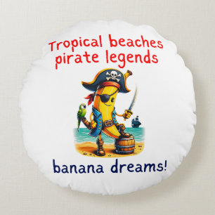 Pirate Banana Adventure Vibe op Tropical Beach Rond Kussen