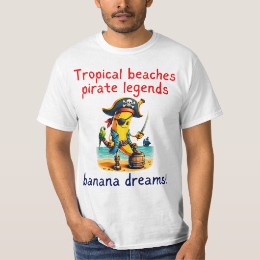 Pirate Banana Adventure Vibe op Tropical Beach T-shirt (Voorkant)