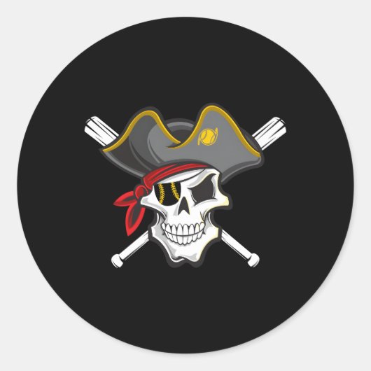Pirate Baseball Skull Fans of Pittsburgh Ronde Sticker (Voorkant)